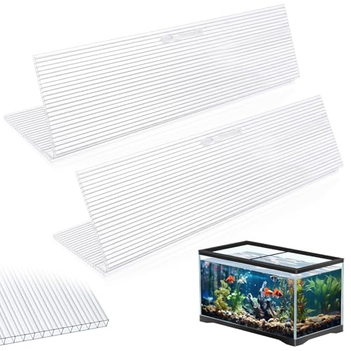 Sieral 2 Pcs Clear Aquarium Canopy Set Polycarbonate Greenhouse Panels 16.87 x 16.87 x 0.12 Inch for 50/65/84 Gallon Fish Tank with Center Brace Aquariums Cover Fish Tank Lid - color: clear, size: 36 x 18 Inch