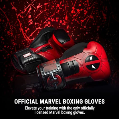 Hayabusa Marvel Hero Elite Boxing Gloves | Sparring and Training, Muay Thai Kickboxing, Fight Ready, Licensed Design, Padded Knuckle, 10oz 12oz 16oz, Men and Women - color: Deadpool, size: 10oz
