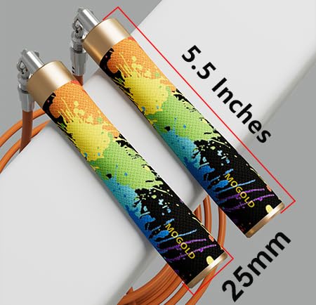 Weighted Jump Rope for Men Women -Interchangeable 1/5lb 1/4lb 1/2lb Heavy jump ropes - 360 Degree Spin - Length Adjustable,Ergonomics Leather Grip Skipping Rope for Fitness Weight Loss & More - color: T64 Graffiti