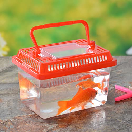 Portable Fish Tank for Travel Mini Plastic Fish Carrier Handle for Turtle Gold Fish