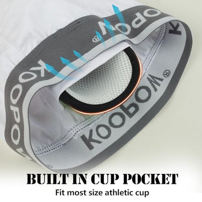 KOOPOW Youth Boys Compression Shorts with Soft Protective Athletic Cup - color: 0203-white(2-pack), size: Large