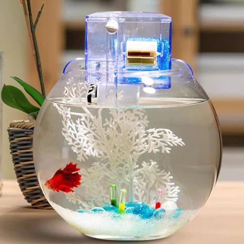 Circular Fish Tank Filter, Aquarium Hang on Filter, Small Fish Tank with Biochemical Sponge, Suitable for a Circular Tank with a Diameter of 3.54″ - 5.35″ - size: Small