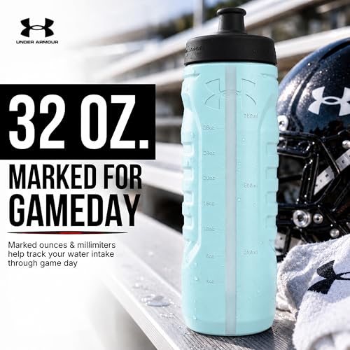 Under Armour Squeeze Water Bottles, 32 oz Water Bottles, Sideline Sports Water Bottle with Quick-Shot Lid, Quick & Easy Hydration, Gym Water Bottles, Squeeze Bottle, 1 32oz Bottle - color: Breeze Blue