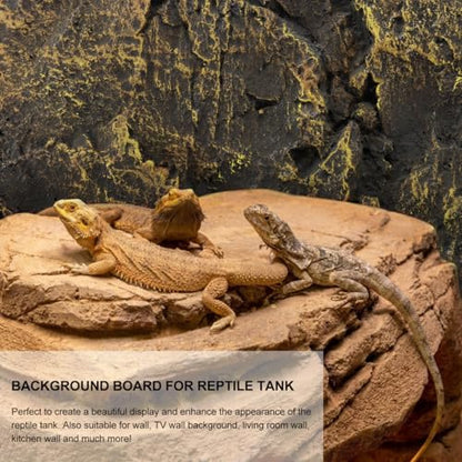 UKCOCO 3D Reptile Tank Background 17.51"x11.81"x1.77" PU Rock Panel, Cut-to-Fit for Terrarium, Aquarium & Turtle Snake Bearded Dragon Habitat