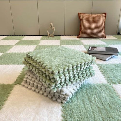 12Pcs Interlocking Carpet Tiles, Plush Interlocking Anti Slip EVA Foam Jigsaw Floor Tiles, for Home Kids Room Playroom, 30x30cm (P) - color: P