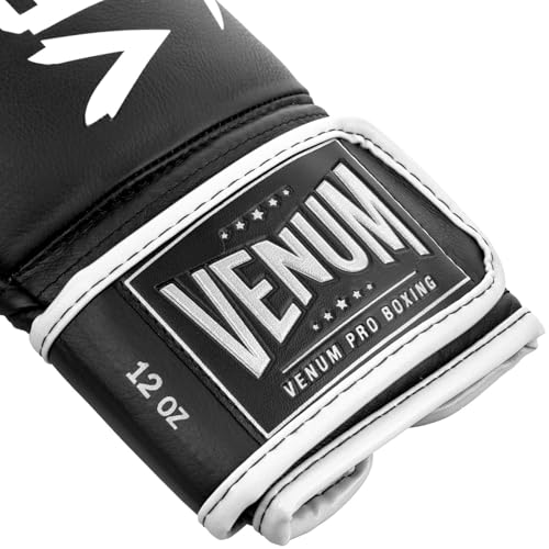 Venum Hammer Pro Boxing Gloves - color: Black/White, size: 10oz, style: Hook and Loop