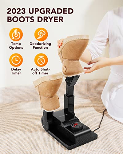 FORLIM Shoe & Boot Dryer for Work Boots, 3 Temp Modes, 24H Delay, Black - color: Smart Black
