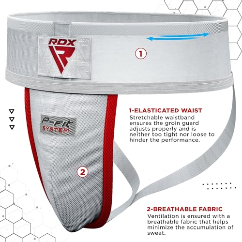 RDX Groin Protector Cup Men, Boxing Kickboxing MMA Muay Thai Sparring Groin Guard, Ventilated Adjustable,Karate Fighting Training, Underwear Jiu Jitsu BJJ Protection, Boys Youth - color: White, size: X-Large
