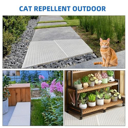 Mardili 12 Pack Scat Mat for Cats with Spikes, Cat Repellent Mat Deterrent Indoor, Training Pads Keep Dogs and Cats Off Couch, Bed, 16 x 13 Inch Garden Scat Mats Outdoor