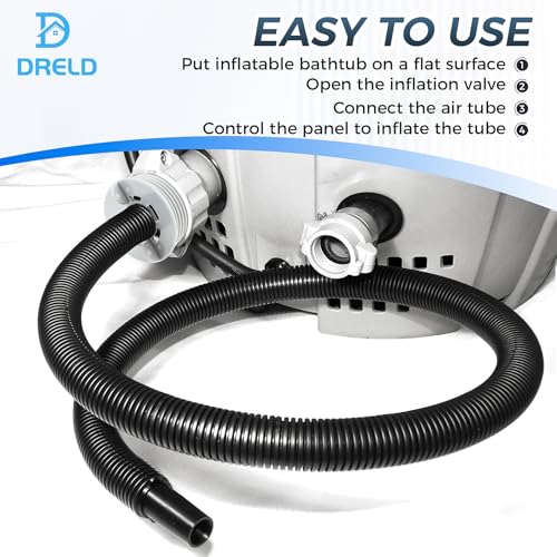 DRELD P6931 Lay Z Spa Hot Tub Air Inflate Inflation Hose Pipe Tube, Replacement for Coleman, Intex & Best-Way Portable Spa Pump, Saluspa Pure-spa, Massage Bath Tub