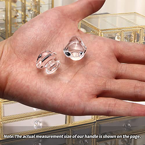 12Pcs Tiny Pull Handle Triangle Acrylic Mini Knob 19mm Diameter Clear Shiny Knobs for Jewelry Box, Gift Case and Makeup Box - color: Triangle handle, size: 12 Pieces