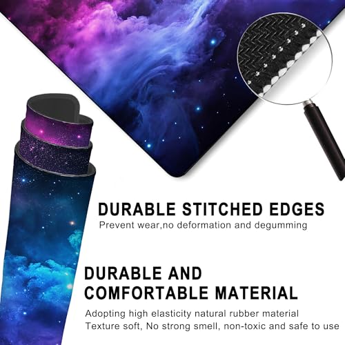 Desk Mat, Blue Purple Clouds Stars Galaxies Large Extended Gaming Mouse Pad,Waterproof Non-Slip Rubber Base and Stitched Edges Desk Pad for Work Game Office Home 35.4x15.7in - color: Colour11