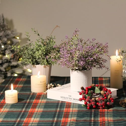 3 Pack Small Fake Plants in White Pulp Pot | Artificial Plants Indoor, for Home House Bathroom Kitchen Office Shelf Table Room Decor, Easy to Clean, Lifelike Appearance - style: Harb