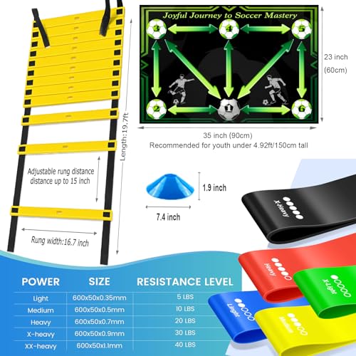 Soccer Training Equipment with Training Mat, Resistance Band, Ladder, Cones - color: Light Green, size: 35"*23"