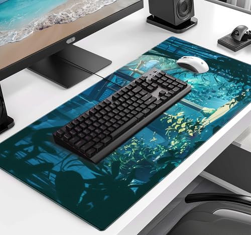 Tropical Plants XL Extended Gaming Keyboard Pad Computer Non Slip Mouse Pad | The Surface Of The Mouse Pad Is Designed With Fiber Woven Material, And The Base Is Made Of Natural Anti Slip Rubber. - color: Tropical Plants