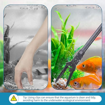 2 Pcs Plastic Aquarium Tongs Long Multi Purpose Trimming Feeding Aquarium Tools for Fresh Water Saltwater Fish Tanks Coral Plant (20 Inch) - size: 20 Inch