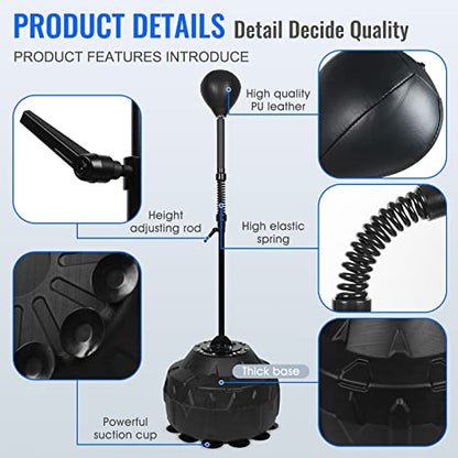 INNOLIFE Reflex Speed Bag Punching Bag with 2 Balls & Heavy Stable Base