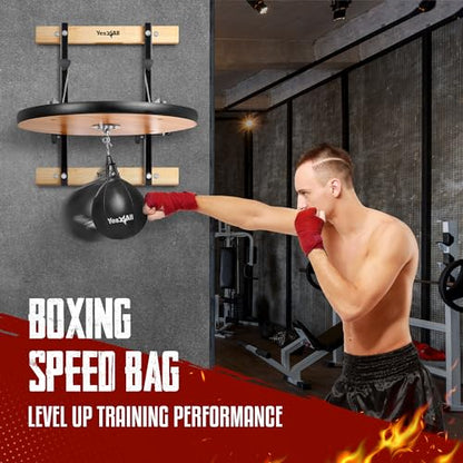 Yes4All 24 inches Adjustable Speed Bag Platform with Upgraded Speed Balls, Wall Mount Punching Bag Boxing Training Full Kit