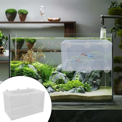 2PCS 10.24" x 5.91" x 5.91" Fish Tank Breeder White Nylon Fish Incubator Mesh Box Aquarium Fish Fry Hatchery Breeder with Suction Cups - style: 10.24" x 5.91" x 5.91"; White; without Divider