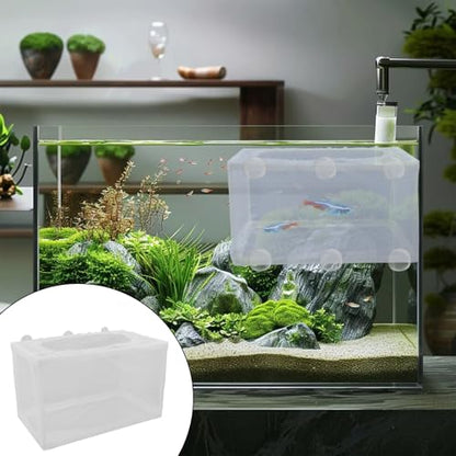 2PCS 10.24" x 5.91" x 5.91" Fish Tank Breeder White Nylon Fish Incubator Mesh Box Aquarium Fish Fry Hatchery Breeder with Suction Cups - style: 10.24" x 5.91" x 5.91"; White; without Divider