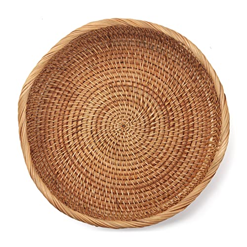 Rattan Bread Baskets Round Woven Fruit Bowls Key Holders Stackable for Storage, Snack, Fruit, Vegetable Natural Set of 3