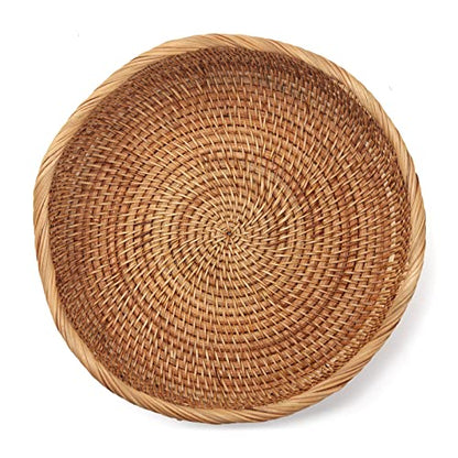 Rattan Bread Baskets Round Woven Fruit Bowls Key Holders Stackable for Storage, Snack, Fruit, Vegetable Natural Set of 3