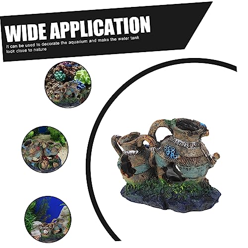 Ipetboom Aqua Hideout Vase Decor Fish Tank Decor Fish Tank Ornaments Safe Aquarium Cave Underwater Resin Barrel Ornament Broken Pot Shaped Shrimp Hideout Binaural Decorate Pet House