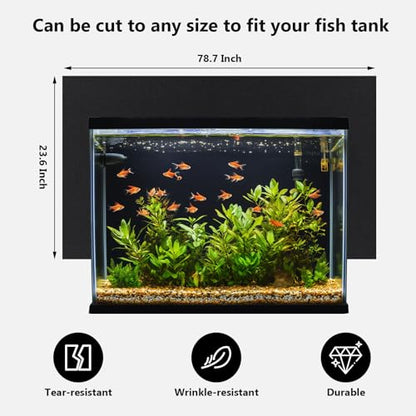 Aquarium Background Paper Decor Fish Tank Backdrop Wallpaper Electrostatic Adhesive, No Glue, Easy to Install, Reusable (23.6“H×78.7”L, Black)