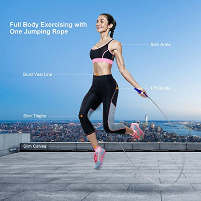 Jump Rope, High Speed Weighted Jump Rope - Premium Quality Tangle-Free - Self-Locking Screw-Free Design - Jump Ropes for Fitness - Skipping Rope for Workout Fitness, Crossfit & Home Exercises - color: Blue
