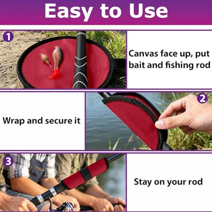 24 Pcs Fishing Lure Covers, Include 12 Red & 12 Black Fish Hook Storage Protectors, 6 Inch Lure Wraps with Hook & Loop Strap for Preventing Hook Tangles and Protecting Fishing Rods