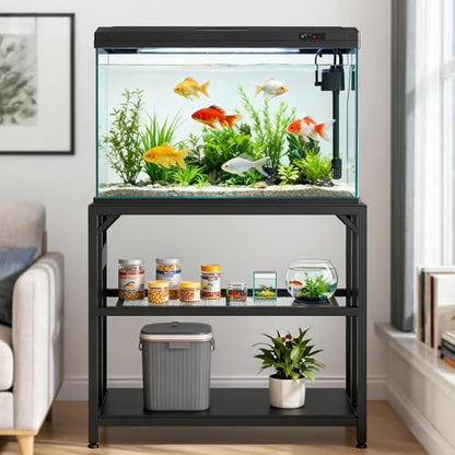 40 Gallon Fish Tank Stand with Power Outlets and Adjustable Shelf, 660LBS Capacity Metal Aquarium Stand for Turtle Tank, Reptile Terrarium and Breeder Tank, Suitable for Home Office, Black - color: Black