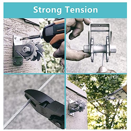 Shade Sail Hardware Kit Include Winches & Wire Rope, Anti-Rust Stainless Steel Sun Shade Hardware Kit for Rectangle Square Triangle Shade Sail Installation(71 PCS)