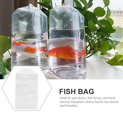 UKCOCO 50pcs Ornamental Fish Transport Bags with Carry Handle, Plastic Live Fish Packaging Pouches 20x35x12cm for Safe Aquatic Shipping and Shrimp Transport