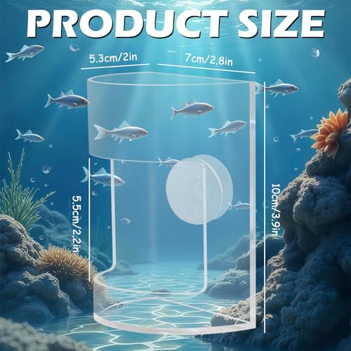 New Fish Tank Feed Tray with Suction Cup, Tank Divider Supplies, Feeding Tube Supplies Breeder Box for Aquarium, Round Aquariums & Fish Bowls Accessories - color: 1.Transparent