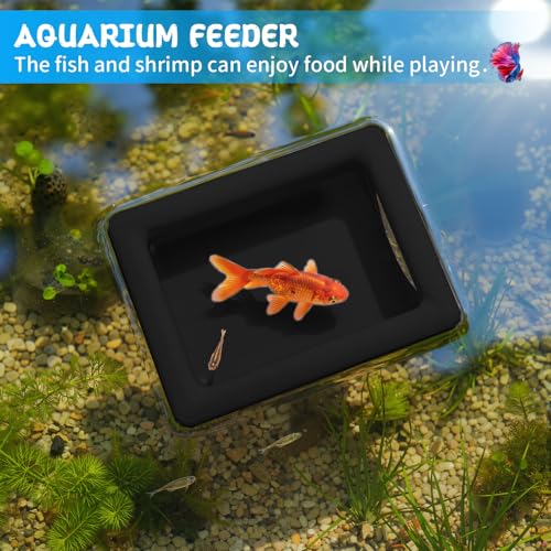 Floating Betta Fish Hammock Cave House for Aquarium, 3D Printed Betta Shrimp Feeder & Hideout Cave Toys, Small Aquarium Feeding Ring Decor, Turtle Fish Tank Decorations Accessories -Black
