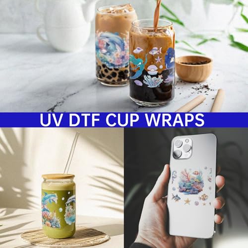 UV DTF Cup Wrap Transfer Stickers Rub On Transfers 4 Sheets Art Guru Tumblers Water Bottles Mugs Glasses Cups - style: Art Guru