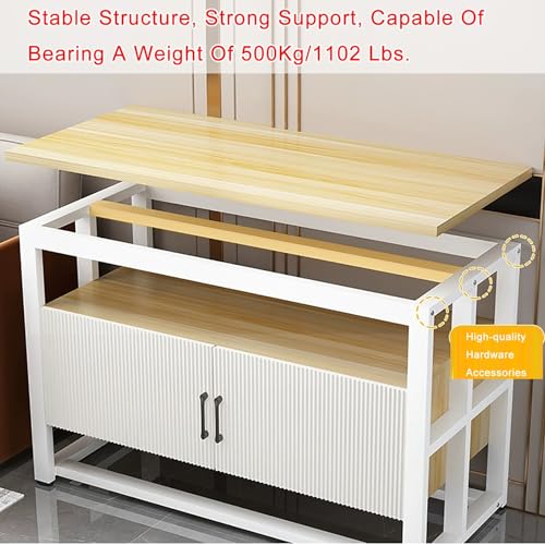 Aquarium Stand, Fish Tank with Tools Organizer, 3 Tier Breeder with Storage Cabinet, Heavy Duty Metal Frame for Long(White,100x30x70cm/39x12x27.5")