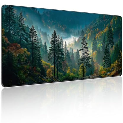 35.4 x 15.7 in, XXL Large Mouse Pad for Desk, Extended Keyboard Mouse Mat for Computer Office, Big Mouse pad with Stitched Edges, Gaming Pc-Mountains and Woods - color: Mountains and Woods