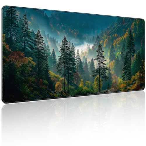 35.4 x 15.7 in, XXL Large Mouse Pad for Desk, Extended Keyboard Mouse Mat for Computer Office, Big Mouse pad with Stitched Edges, Gaming Pc-Mountains and Woods - color: Mountains and Woods