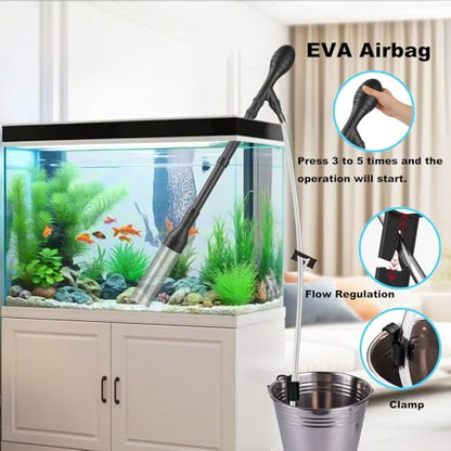Aquarium Gravel Cleaner 6Ft Hose Fish Tank Water Changer Gravel Vacuum Adjustable Length ABS(for 20~100Gal Tank) - size: L(20~100Gal)