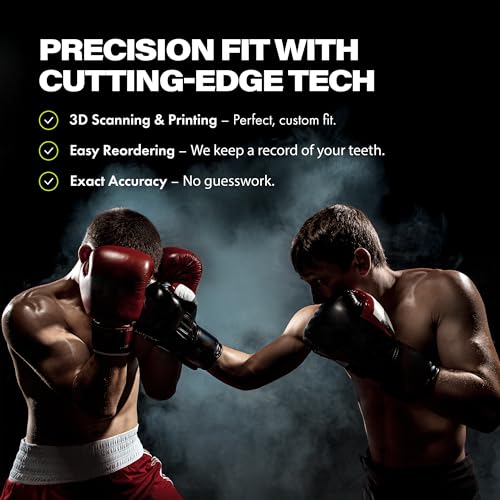 DAMAGE CONTROL Custom Fit Sports Mouthguard – Red – 2-Week Process | Dentist-Designed, Boil & Bite Impression Kit, 2-Week Process, Hand-Fabricated Custom Fit, 3D Scan for Easy Reorders - color: Red
