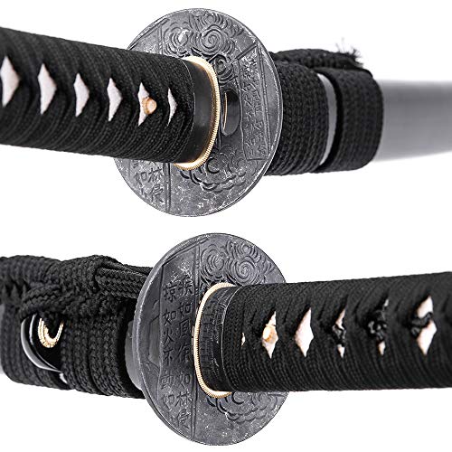 Katana Handmade Full Tang Sharp, Alloy Tsuba Japanese Samurai Sword High Carbon Steel 1060,T10 1095, 40-Inch - color: Sanlinwushen