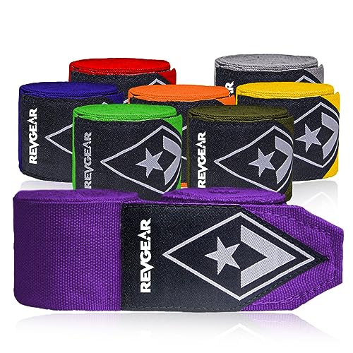 Revgear Pro Series Elastic Boxing Wraps for Men, Hand Wraps for Boxing Gloves, Muay Thai Hand Wraps, Wrist Wraps Boxing, Boxing Hand Wraps for Men, Boxing Wraps for Women, MMA Wraps - 180 Inch Purple
