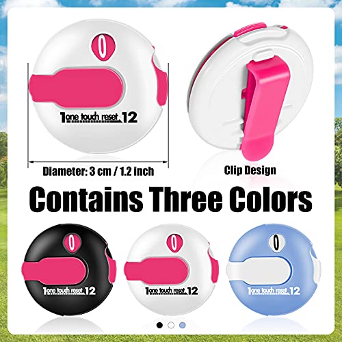 3 Pcs Golf Stroke Counter 1.2" Clip - color: Black, White, Blue