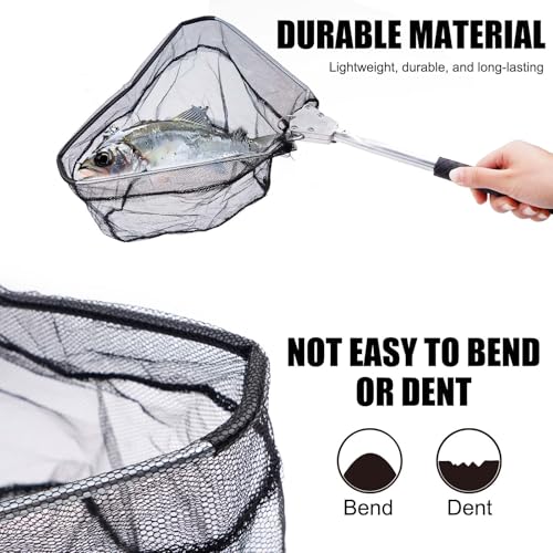 Fishing Landing Net, Folding Fish Net with Telescoping for Father, Son, Husband, or Friends Who Enjoy Fishing, Pole Freshwater Fish Net for Small Fish