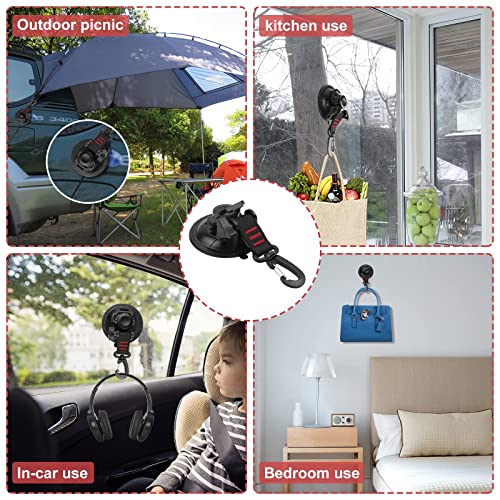 Heavy Duty Suction Cup Anchor 4pcs Strong Suction Cups with Hooks and 4pcs Tarp Clips Deavy Duty Lock Grip for Tie Down Car Awning Boat Camping Trap