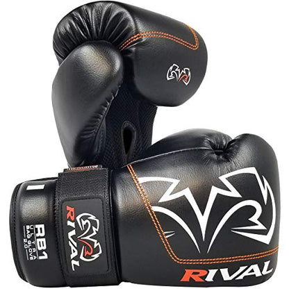 RIVAL Boxing RB1 2.0 Ultra Bag Gloves, Hook and Loop Closure, Super-Resistant Microfiber, High-Density Foam, Breathable Mesh Palm - color: Black, size: Medium