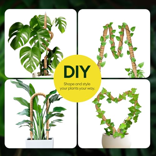 3-Pack 48” Bendable Moss Pole Monstera Plant Support for Climbing Indoors Plants, Coir Moss Poles Moss Sticks Plant Pole DIY, Plant Support Stake for Potted Plants