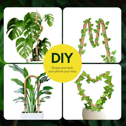3-Pack 48” Bendable Moss Pole Monstera Plant Support for Climbing Indoors Plants, Coir Moss Poles Moss Sticks Plant Pole DIY, Plant Support Stake for Potted Plants