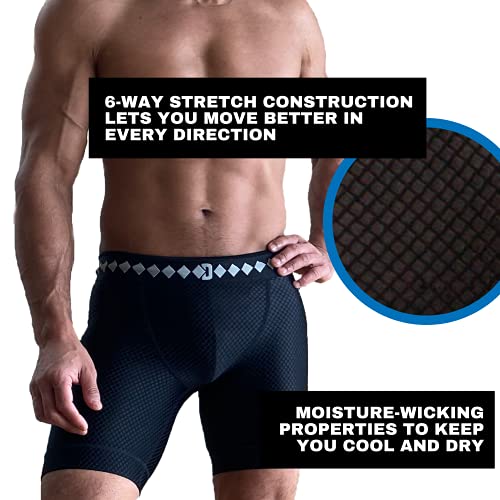 Diamond MMA Compression Performance Short with Built-in Jock Strap and Athletic Cup System - size: Large